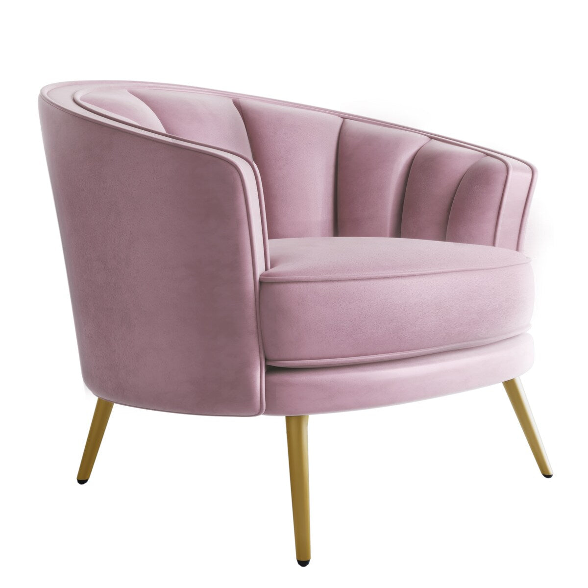 Modern Leisure Velvet Upholstered Accent Barrel Chair with Metal Legs