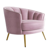 Modern Leisure Velvet Upholstered Accent Barrel Chair with Metal Legs