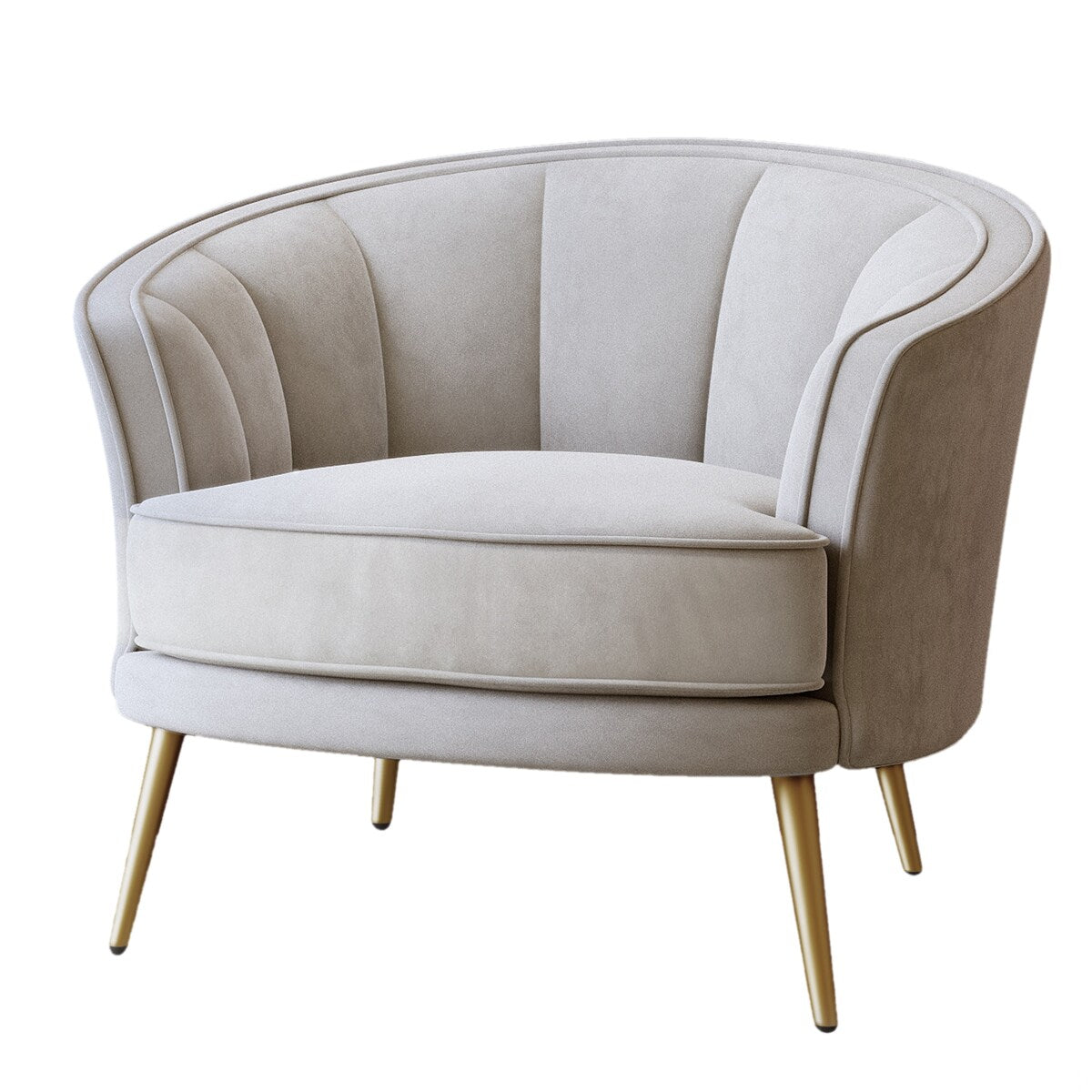 Modern Leisure Velvet Upholstered Accent Barrel Chair with Metal Legs