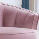 Modern Leisure Velvet Upholstered Accent Barrel Chair with Metal Legs