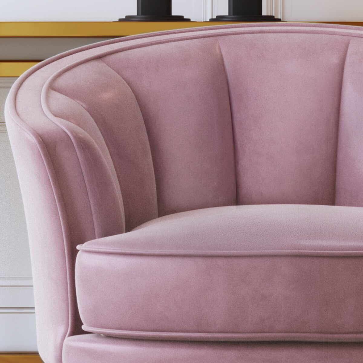Modern Leisure Velvet Upholstered Accent Barrel Chair with Metal Legs