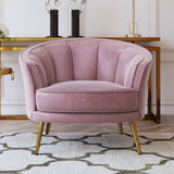 Modern Leisure Velvet Upholstered Accent Barrel Chair with Metal Legs