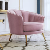 Modern Leisure Velvet Upholstered Accent Barrel Chair with Metal Legs