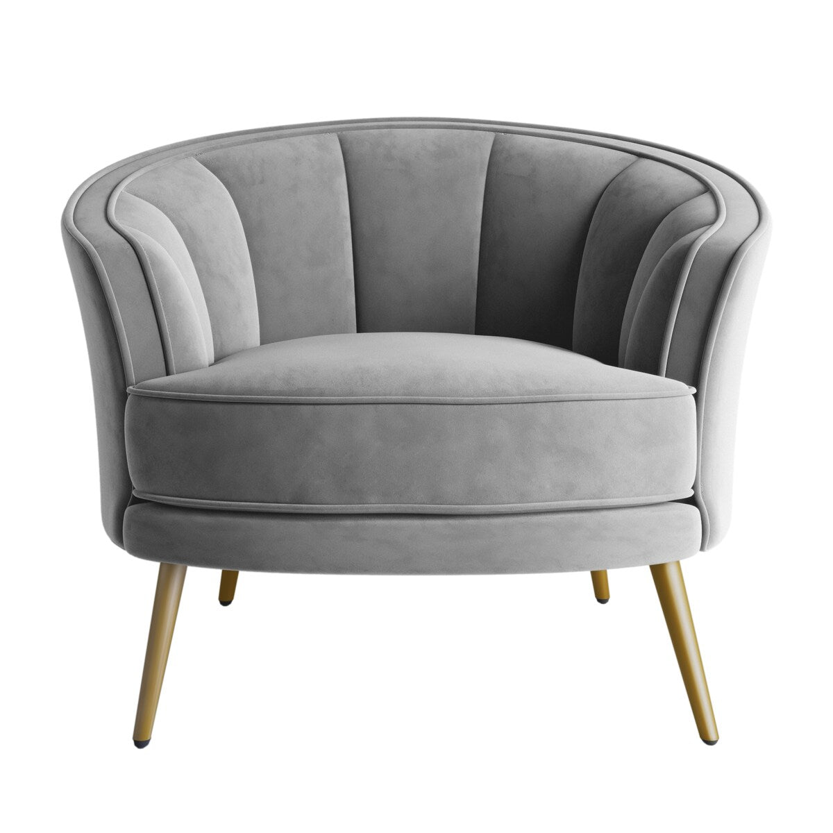 Modern Leisure Velvet Upholstered Accent Barrel Chair with Metal Legs