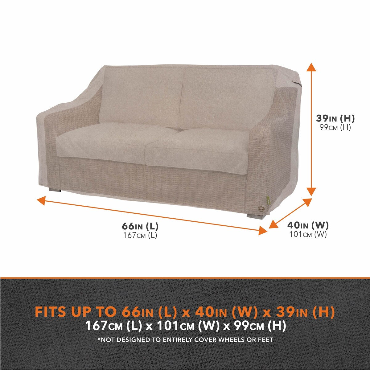 Modern Leisure® Garrison Loveseat Cover, Waterproof, 66"L x 40"W x 39"H, Sandstone