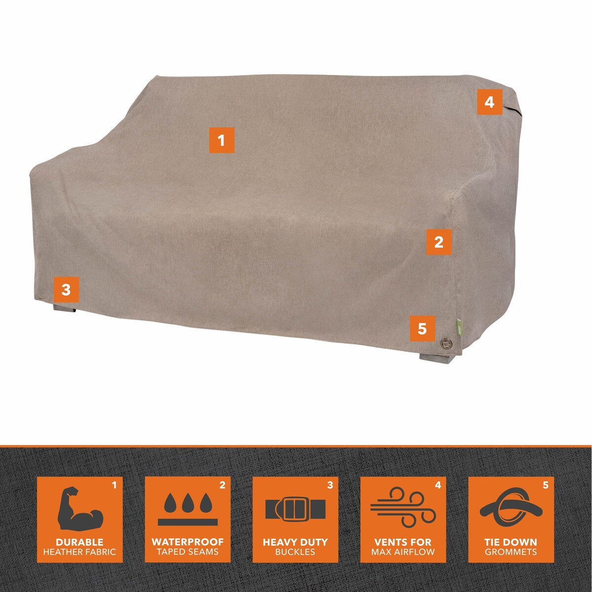 Modern Leisure® Garrison Loveseat Cover, Waterproof, 66"L x 40"W x 39"H, Sandstone