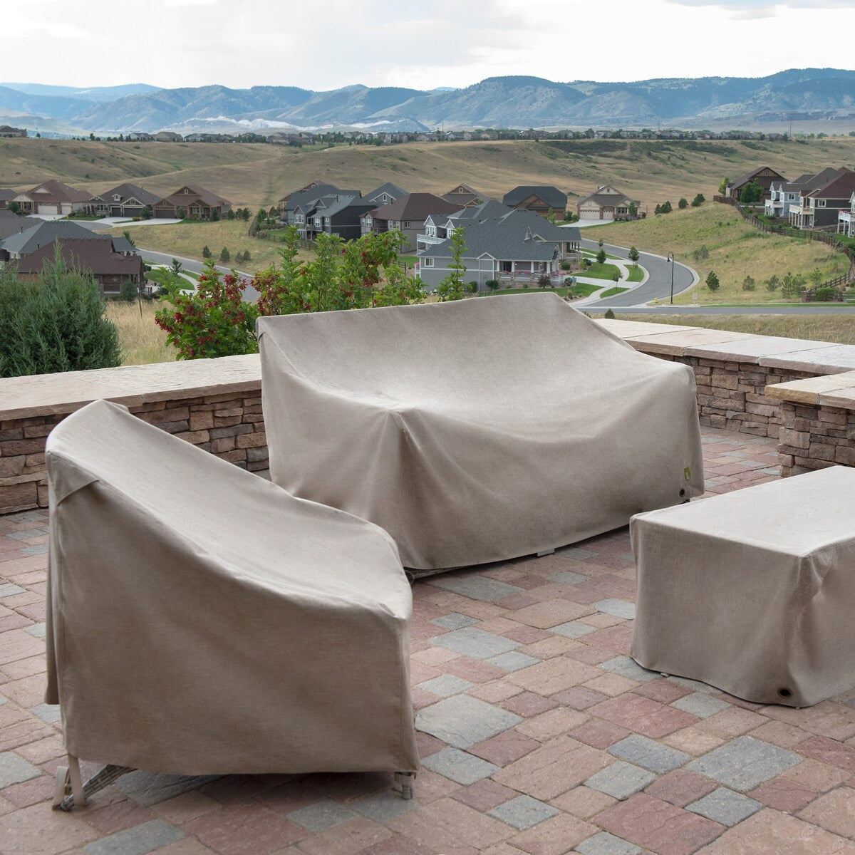 Modern Leisure® Garrison Square Fire Pit Table Cover, Waterproof, 42" Square x 22"H, Sandstone