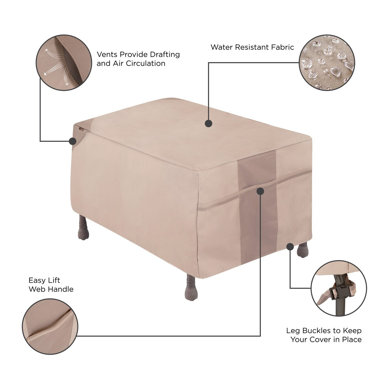 Modern Leisure® Monterey Patio Ottoman Cover, 32"L x 22"W x 17"H, Beige
