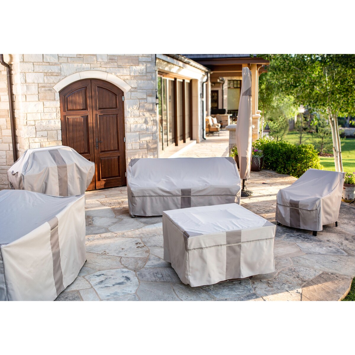 Modern Leisure® Monterey Patio Ottoman Cover, 32"L x 22"W x 17"H, Beige