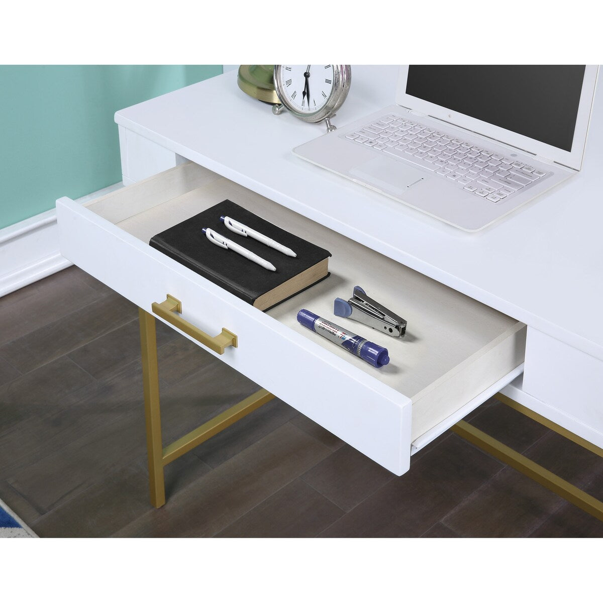 Modern Life Desk with Gold Metal Legs