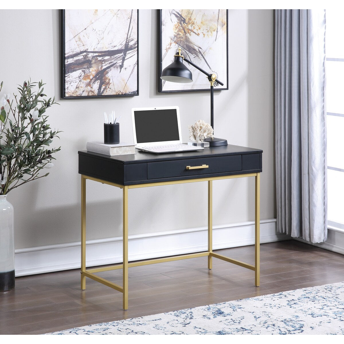 Modern Life Desk with Gold Metal Legs