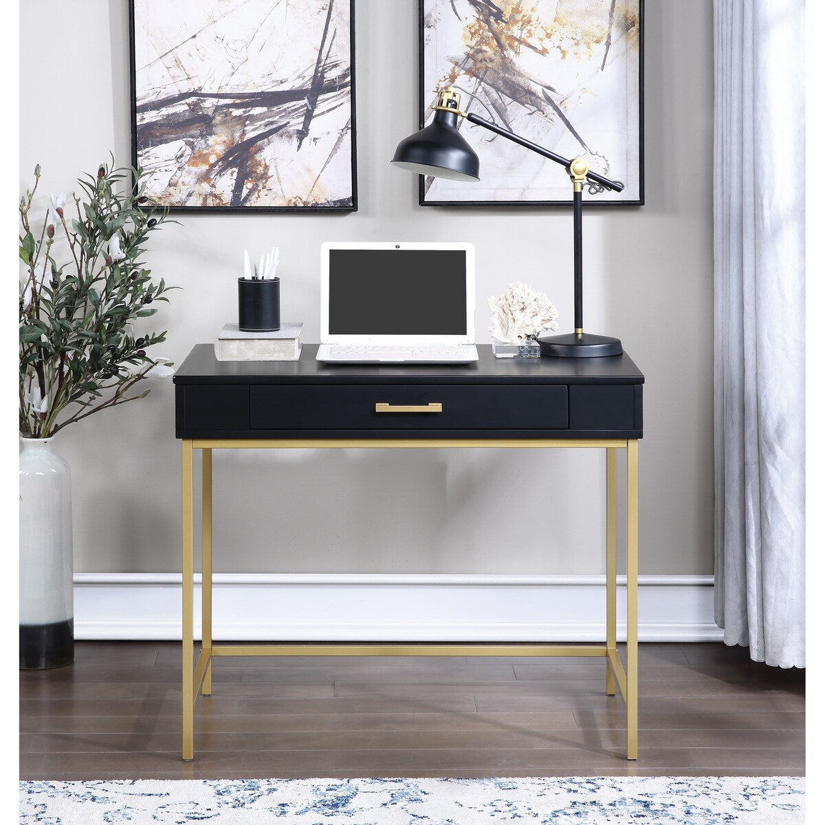 Modern Life Desk with Gold Metal Legs