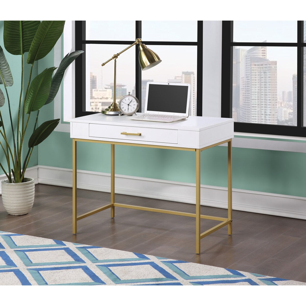 Modern Life Desk with Gold Metal Legs
