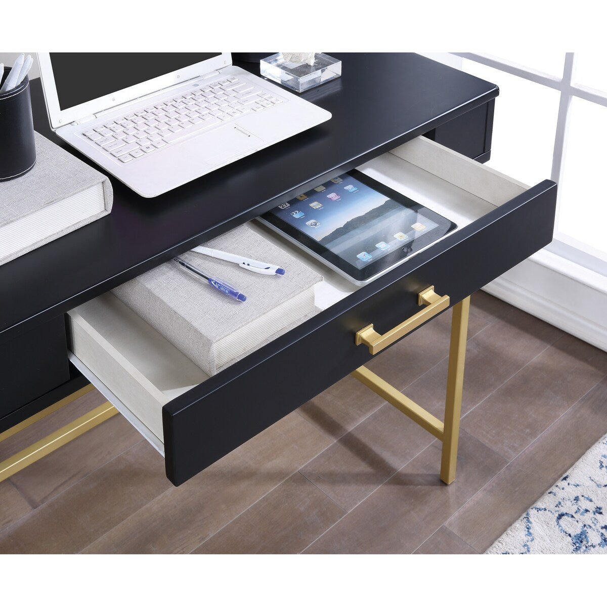 Modern Life Desk with Gold Metal Legs