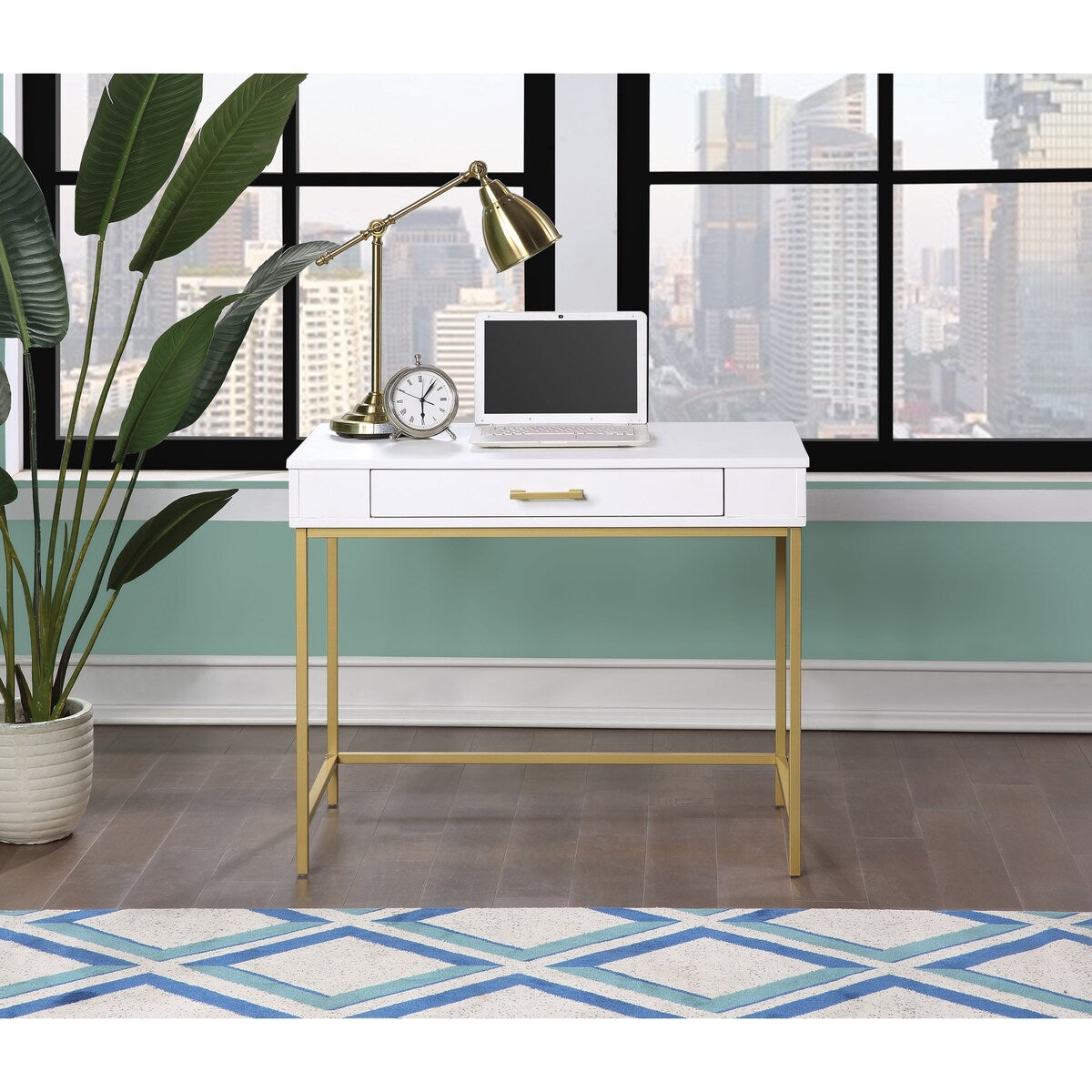 Modern Life Desk with Gold Metal Legs