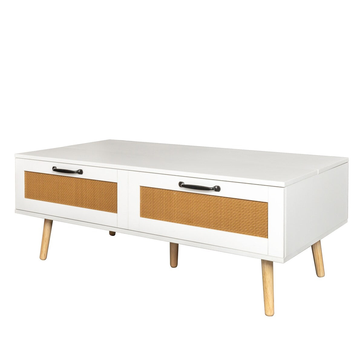 Modern Lift Top Coffee Table with Storage Drawers for Living Room