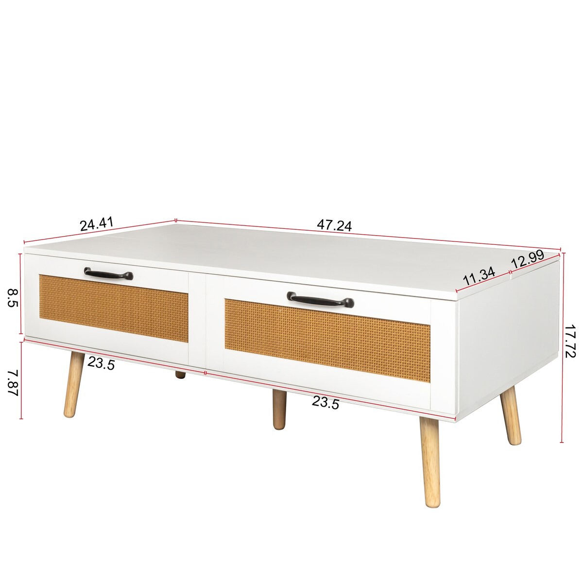 Modern Lift Top Coffee Table with Storage Drawers for Living Room
