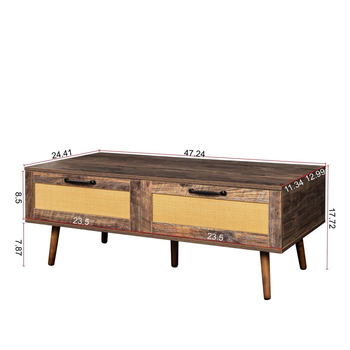 Modern Lift Top Coffee Table with Storage Drawers for Living Room
