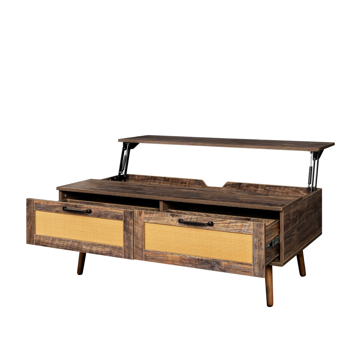 Modern Lift Top Coffee Table with Storage Drawers for Living Room