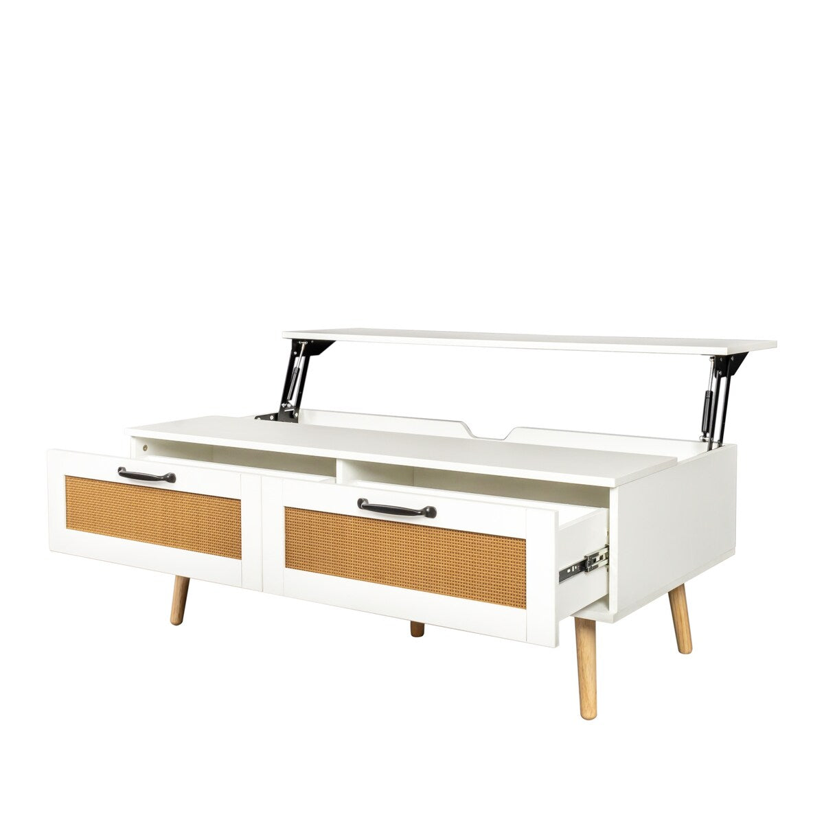 Modern Lift Top Coffee Table with Storage Drawers for Living Room