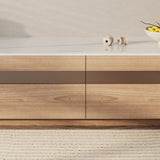 Modern Light Wood TV Stands, Glossy Stone Table-top, 3-6Drawers, Fully Assembled