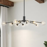 Modern Linear Sputnik Cluster Clear Glass Globe Bubble Branch Chandelier for Dining Room