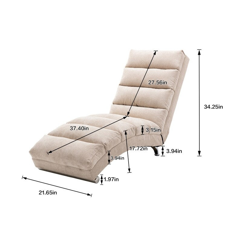 Modern Linen Chaise Lounge Indoor Chair, Long Lounger Chair
