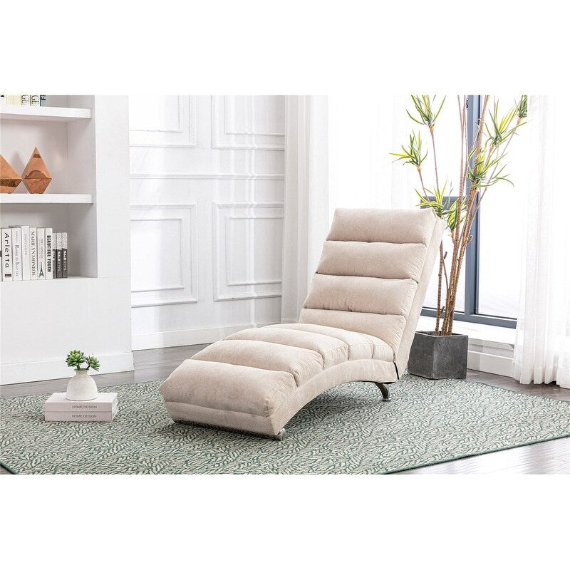 Modern Linen Chaise Lounge Indoor Chair, Long Lounger Chair