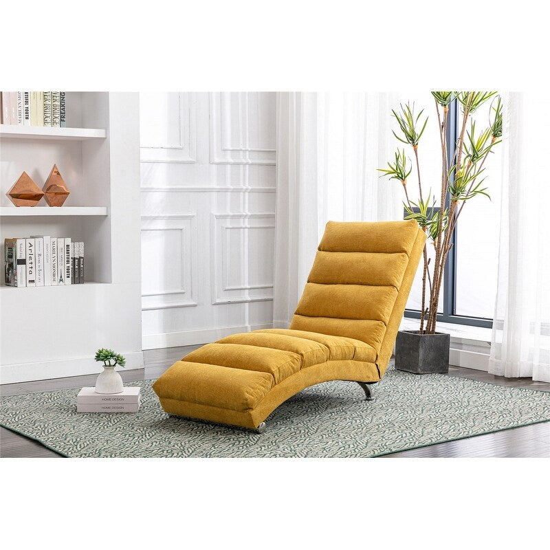 Modern Linen Chaise Lounge Indoor Chair, Long Lounger Chair