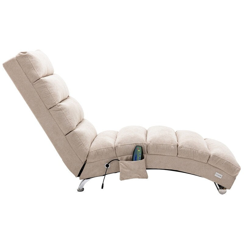 Modern Linen Chaise Lounge Indoor Chair, Long Lounger Chair