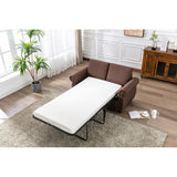 Modern Linen Upholstered Sleeper Sofa with Mattress, Sturdy Solid Wood Frame, Cushion Backres, Wood Feet, Rolled Armrests
