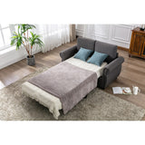Modern Linen Upholstered Sleeper Sofa with Mattress, Sturdy Solid Wood Frame, Cushion Backres, Wood Feet, Rolled Armrests