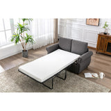 Modern Linen Upholstered Sleeper Sofa with Mattress, Sturdy Solid Wood Frame, Cushion Backres, Wood Feet, Rolled Armrests