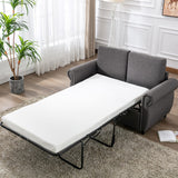 Modern Linen Upholstered Sleeper Sofa with Mattress, Sturdy Solid Wood Frame, Cushion Backres, Wood Feet, Rolled Armrests