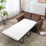Modern Linen Upholstered Sleeper Sofa with Mattress, Sturdy Solid Wood Frame, Cushion Backres, Wood Feet, Rolled Armrests