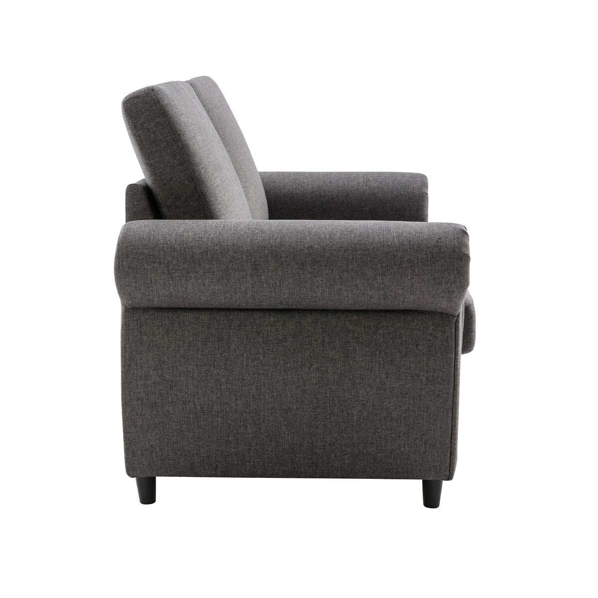 Modern Linen Upholstered Sleeper Sofa with Mattress, Sturdy Solid Wood Frame, Cushion Backres, Wood Feet, Rolled Armrests