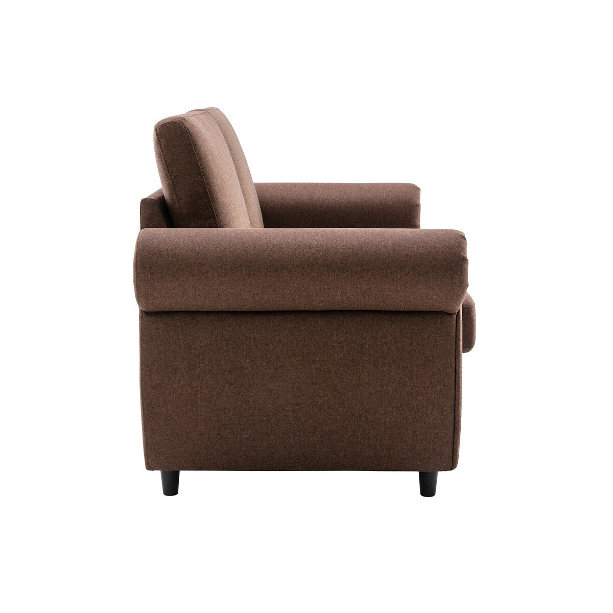 Modern Linen Upholstered Sleeper Sofa with Mattress, Sturdy Solid Wood Frame, Cushion Backres, Wood Feet, Rolled Armrests