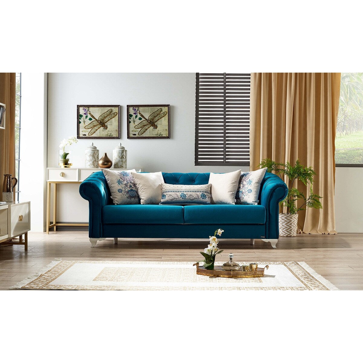 Modern Living Room 2 Seat Convertible Sleeper Love Seat