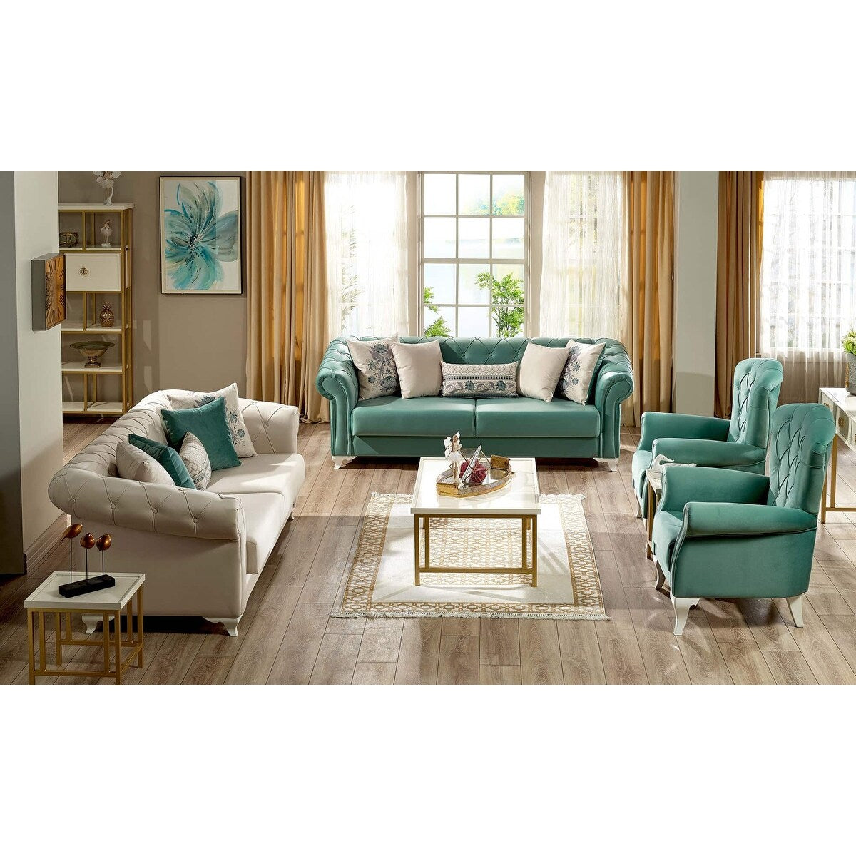 Modern Living Room 2 Seat Convertible Sleeper Love Seat