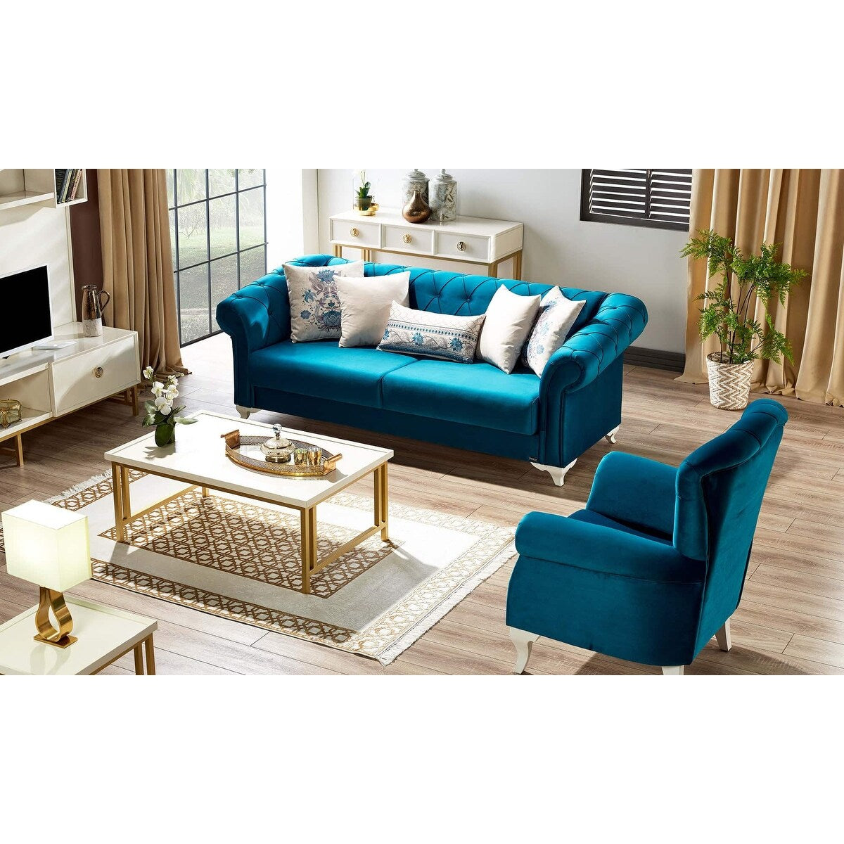 Modern Living Room 2 Seat Convertible Sleeper Love Seat