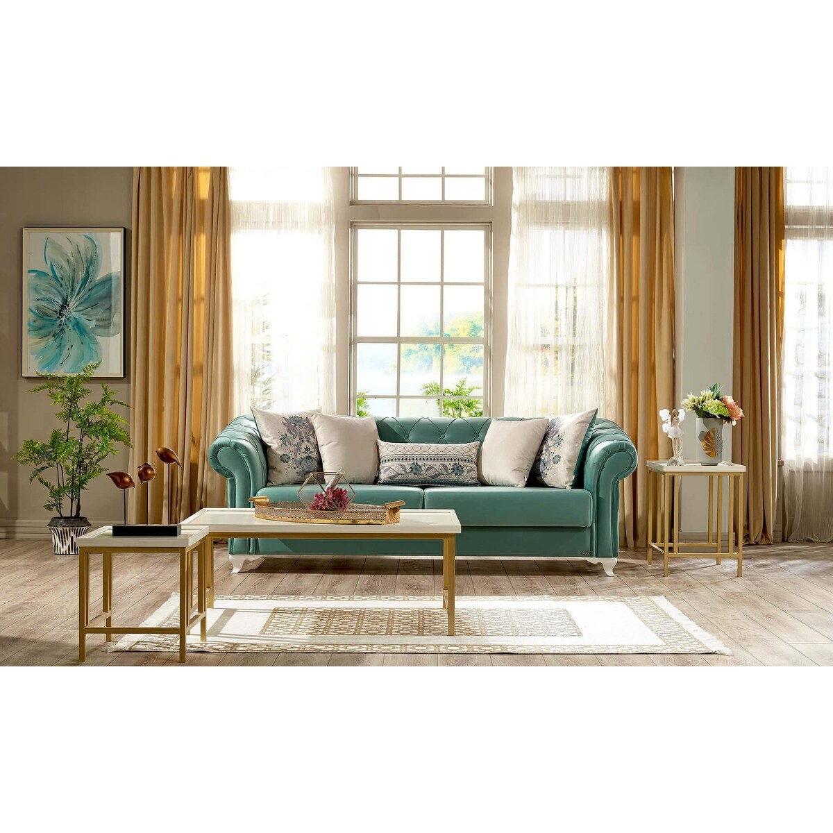 Modern Living Room 2 Seat Convertible Sleeper Love Seat