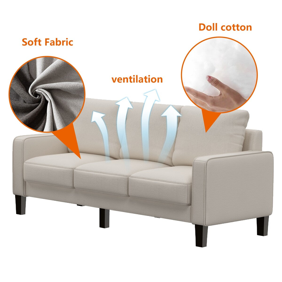 Modern Living Room Furniture Sofa in Fabric