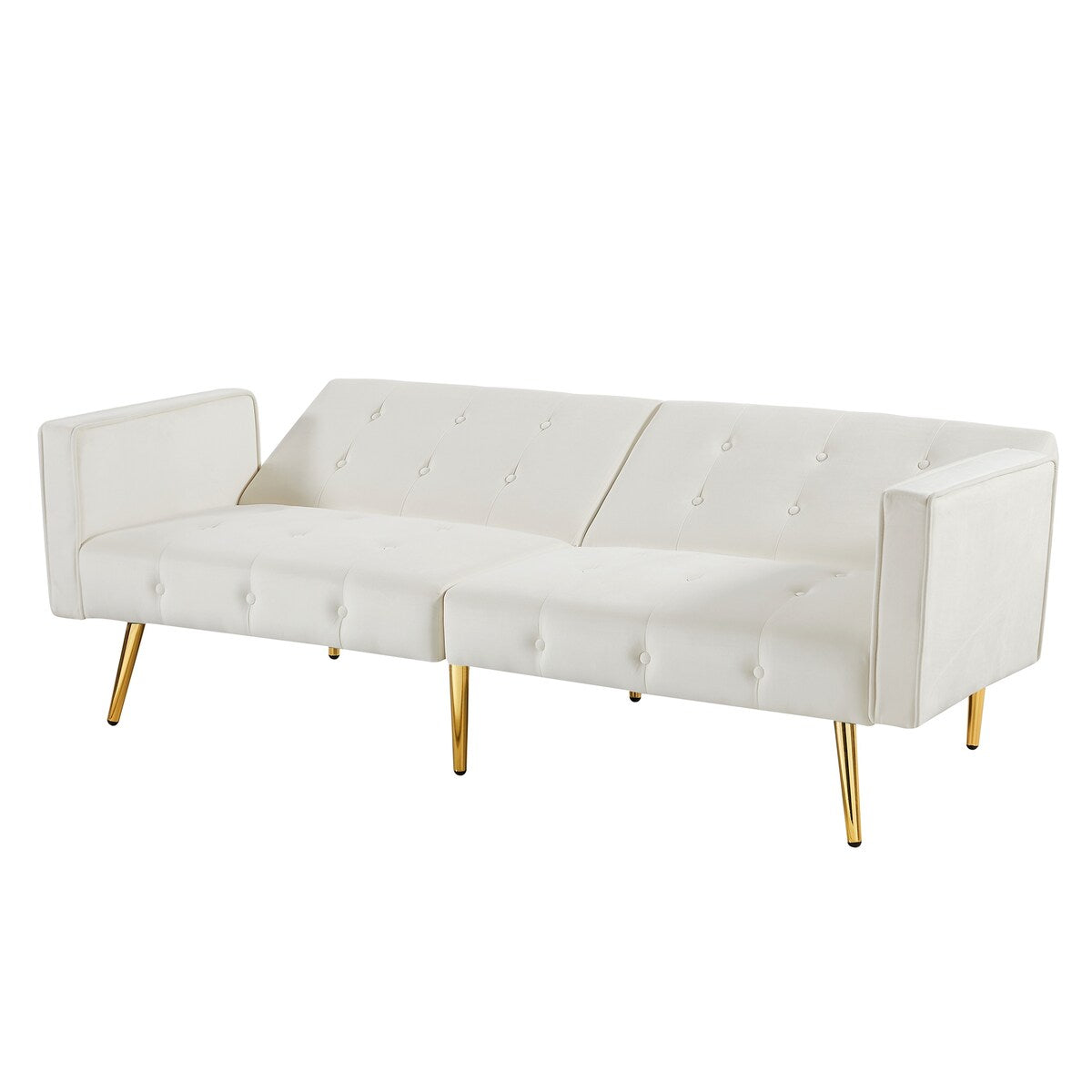 Modern Loveseat Sofa Bed Velvet Upholstered Converts Folding Futon Sofa Bed