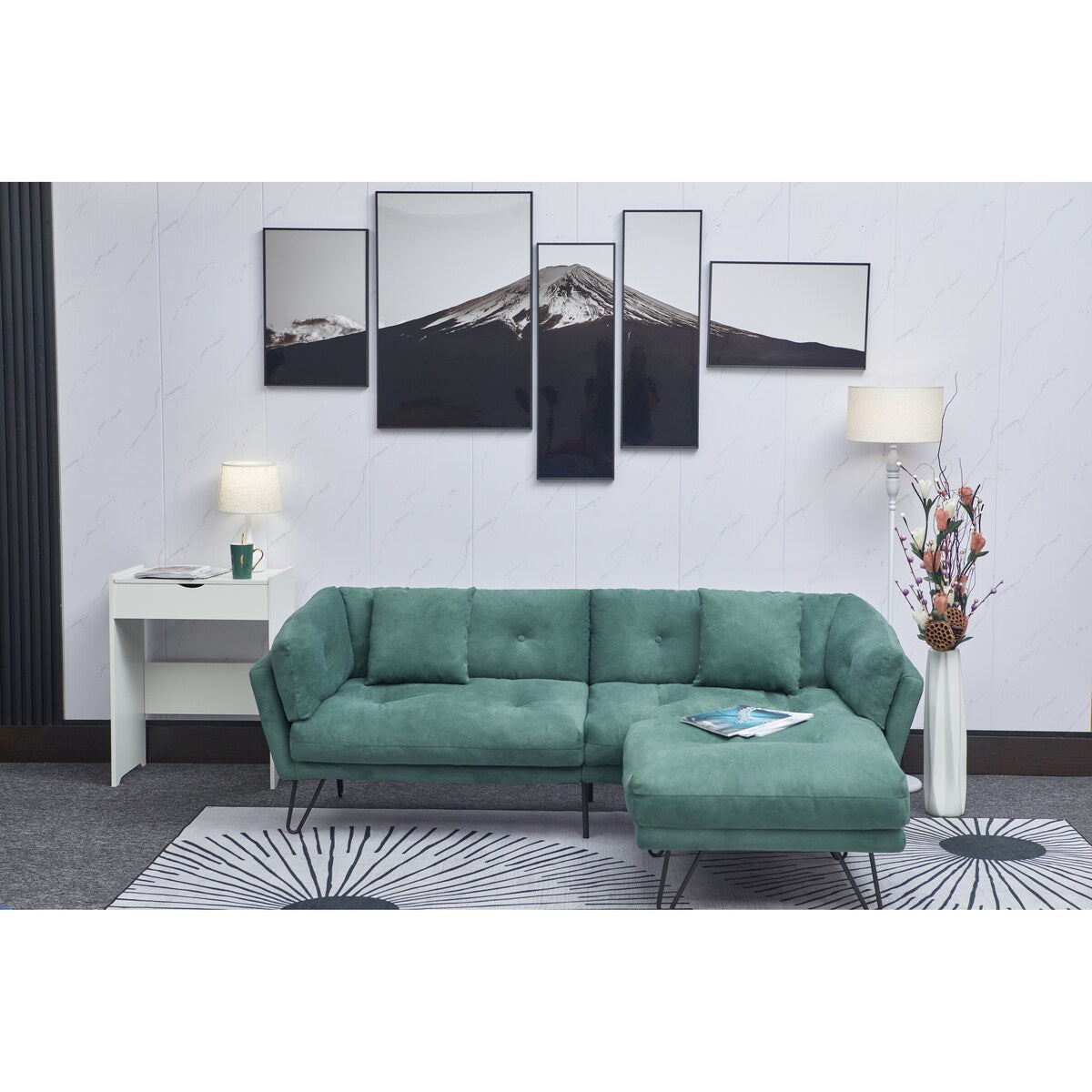 Modern Loveseat Sofa Includes 2 Pillows 85.8" Chenille Fabric Sofa for Living Room Office
