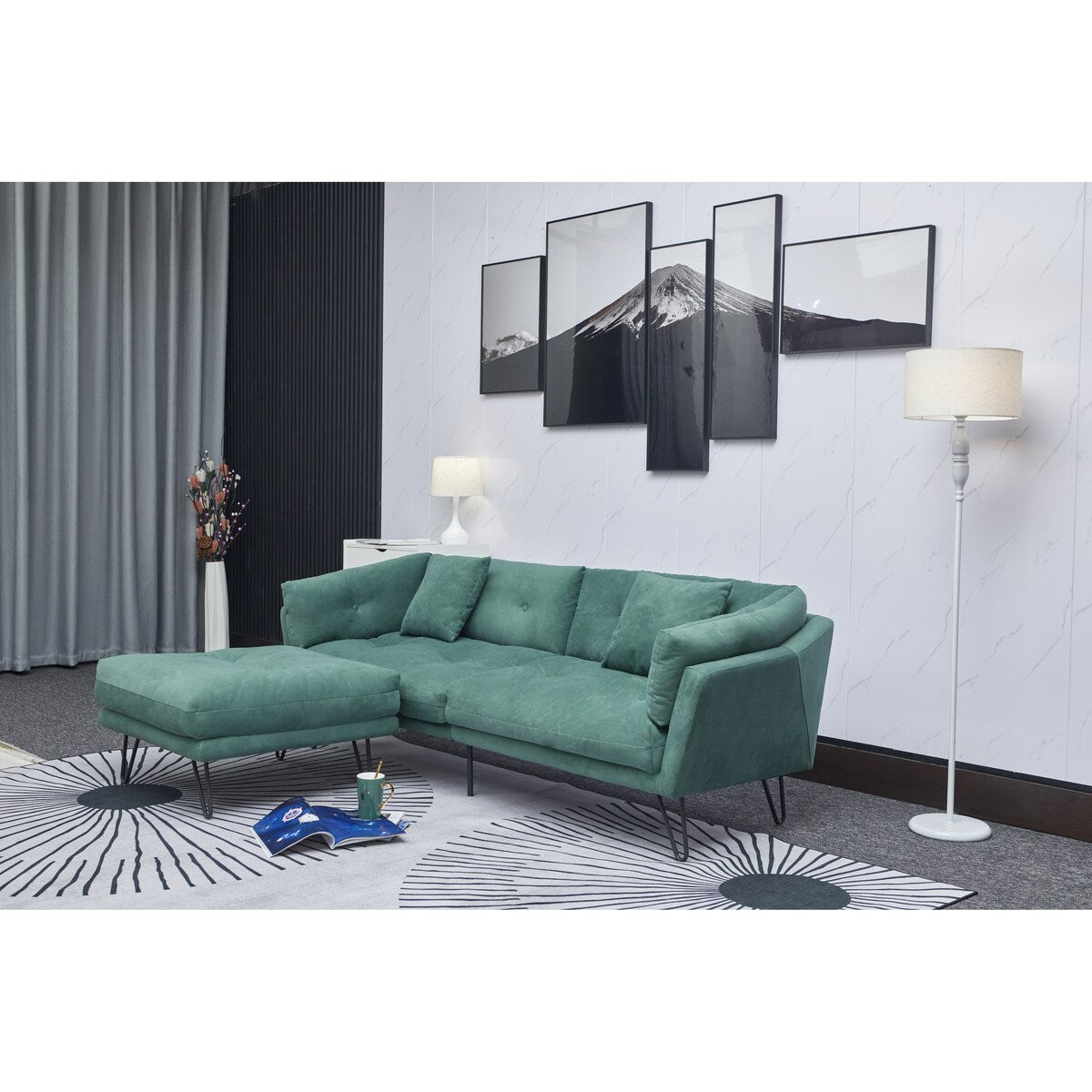 Modern Loveseat Sofa Includes 2 Pillows 85.8" Chenille Fabric Sofa for Living Room Office