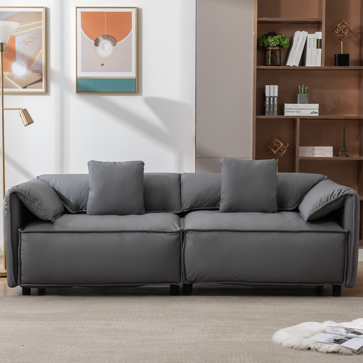 Modern Luxury Style Upholstery Sofa - Sturdy Wood Frame and Plush Cush