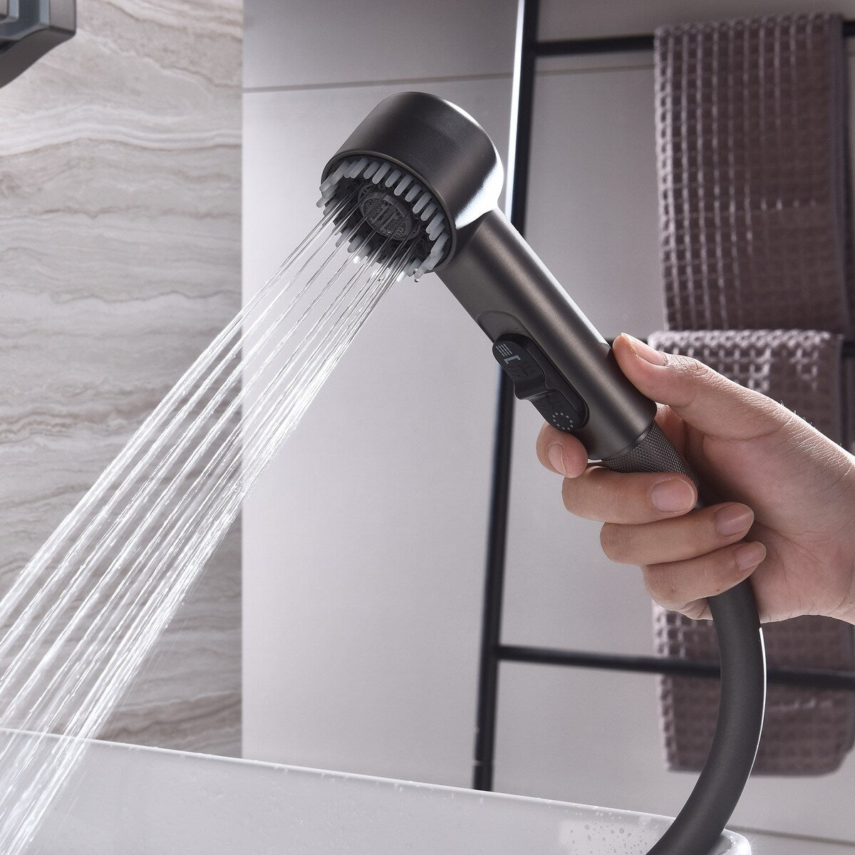 Modern Matte Black/ White Wall Mount Digital Display Bathroom Faucet includes Hardware