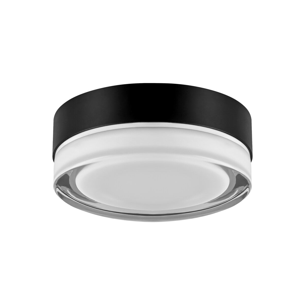Modern Matte Black Circular Clear Frosted Glass Integrated LED Flush Mount Ceiling Light