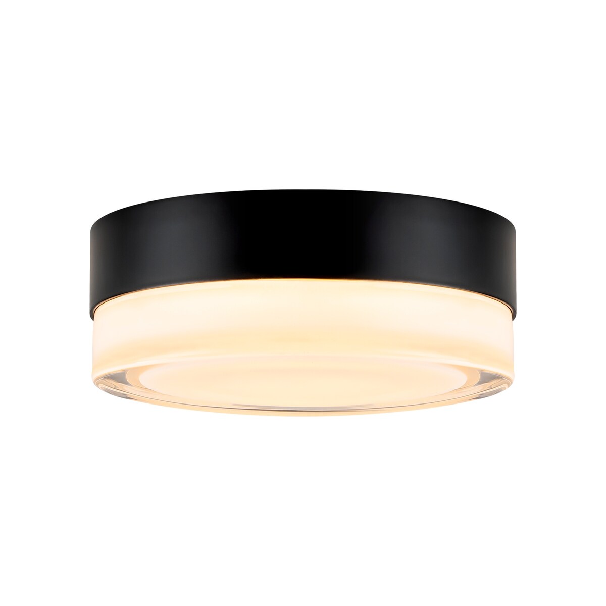 Modern Matte Black Circular Clear Frosted Glass Integrated LED Flush Mount Ceiling Light