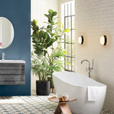 Modern Matte Black Circular Clear Frosted Glass Integrated LED Flush Mount Ceiling Light
